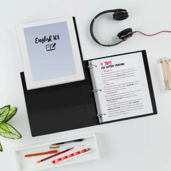 Avery 0.5" D-Ring Binder Heavy Duty Dual View White/Black: Polypropylene, 135 Sheet Capacity, 4 Pockets, Hard Cover image {2}