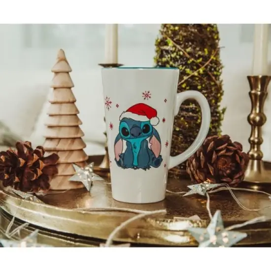 Silver Buffalo Disney Lilo & Stitch Santa Hat Ceramic Latte Mug | Holds 16 Ounces image {5}