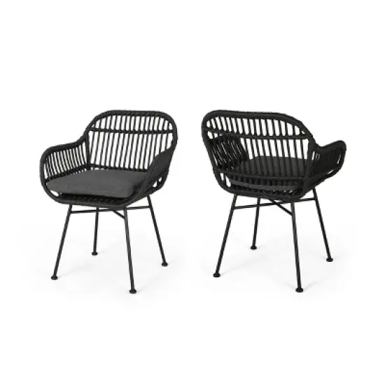 Christopher Knight Home Orlando Wicker Woven Steel Frame Club Chairs image {8}