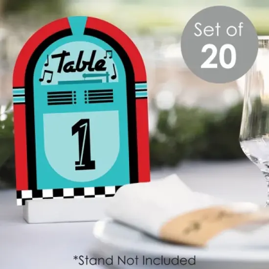 Big Dot of Happiness 50&rsquo;s Sock Hop - 1950s Rock N Roll Party Double-Sided 5 x 7 inches Cards - Table Numbers - 1-20 image {1}