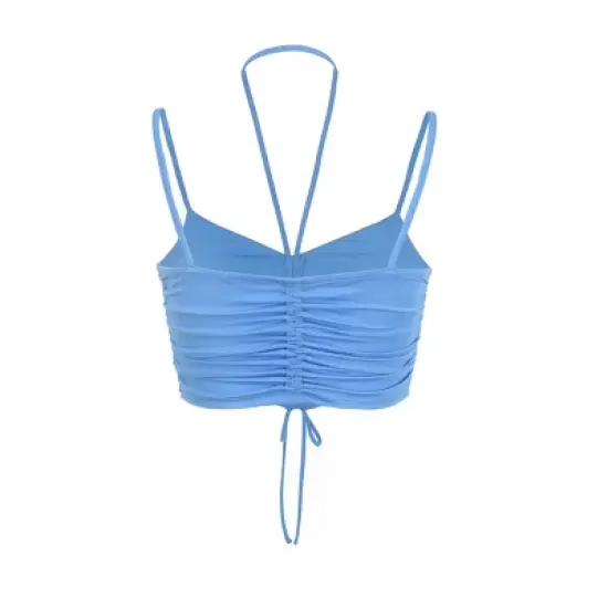 Women's Mermaidcore Cropped Gathered Front Tank Top image {1}