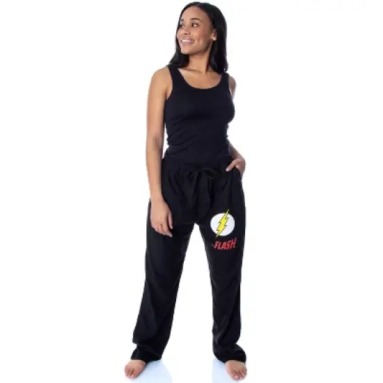 DC Comics Men's The Flash Classic Logo Loungewear Sleep Pajama Pants Black image {4}