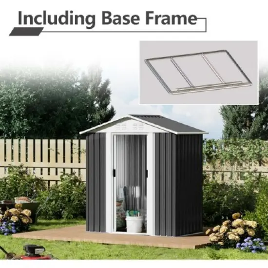 Outdoor Metal Storage Shed,storage Shed With Aluminum Alloy Frame With Metal Base,Tool Shed For Patio Garden Backyard-Coolbibila image {4}
