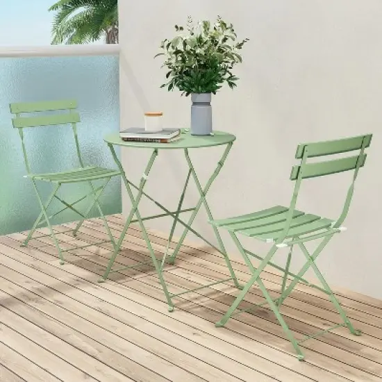 Senpuki Outdoor 3-Piece Bistro Set - Weather-proof Steel Folding Table & 2 Chairs Set image {7}