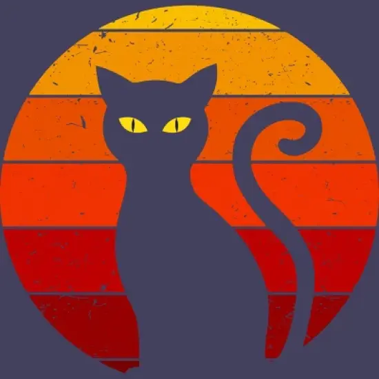 Women's Design By Humans Vintage Retro Sunset Halloween Black Cat I By lemonpepper Racerback Tank Top image {1}