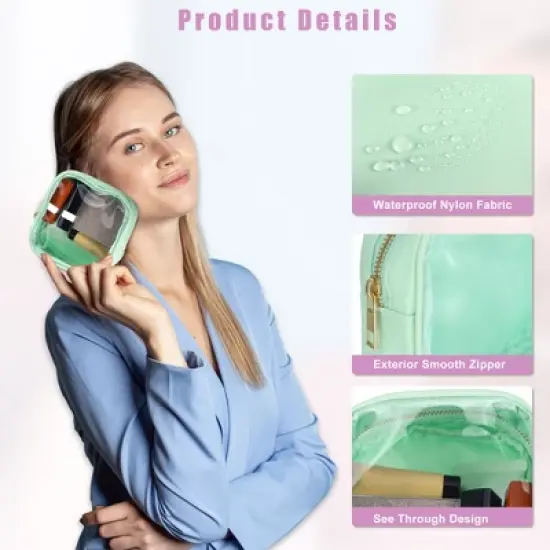 Unique Bargains Waterproof Clear Mini Makeup Bag 1 Pc image {1}