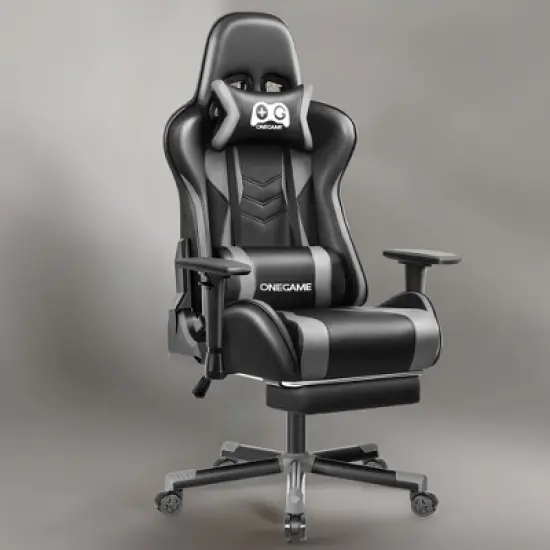 KERDOM Gaming Chair, Computer Chair with footrest and Lumbar Support,Black-Gray image {5}