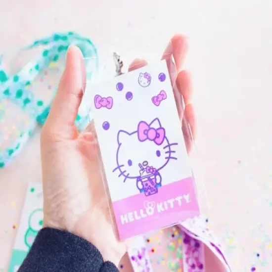 Surreal Entertainment Sanrio Hello Kitty and Keroppi Boba Tea Lanyards With Badge Holders | Set of 2 image {2}