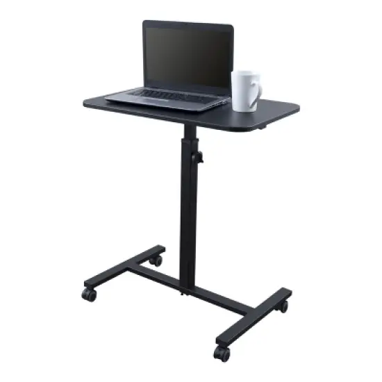 Stand Up Desk Store Height Adjustable Single Column Rolling Standing Desk Laptop Stand - Black image {1}