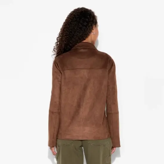 Women's Pointed Collar Faux Suede Chore Coat - Wild Fable&trade; Brown image {2}