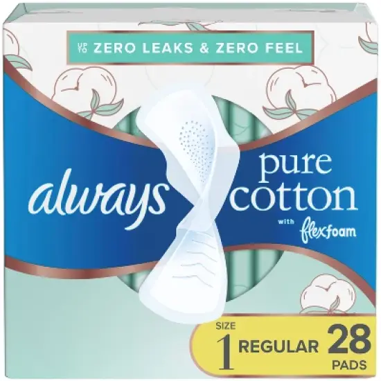 Always Pure Cotton with Wings Size 1 Regular Unscented - 28ct image {10}