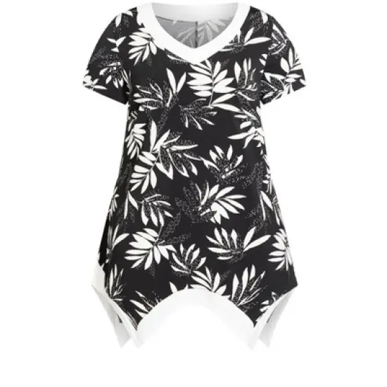 Women's Plus Size Colette Print Tunic  - Mono Palm | AVE STUDIO image {2}