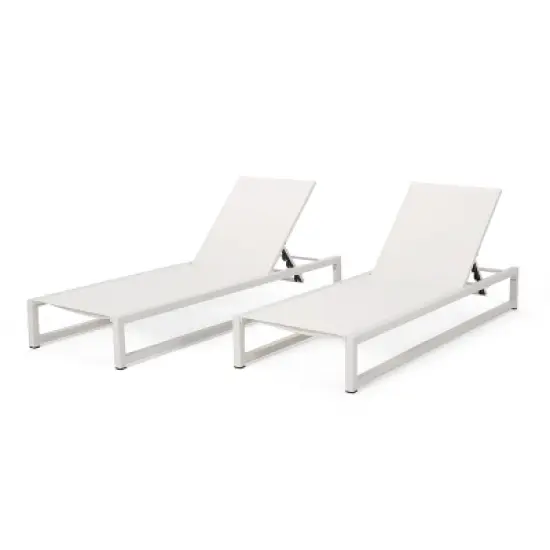 GDFStudio Mottetta Outdoor Mesh and Aluminum Armless Adjustable Chaise Lounges (Set of 2) image {10}