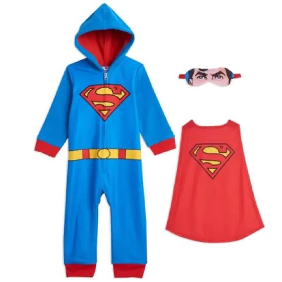 DC Comics Justice League The Flash Superman Batman Zip Up Pajama Coverall Big Kid image {9}