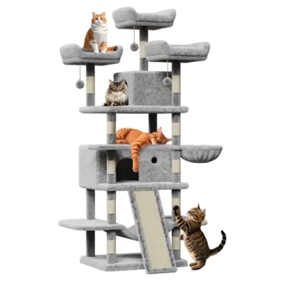 68.5-Inch Heavy-Duty Cat Tree for Large Cats & Indoor Cats, Multi-Level Cat Tower with 2 Condos, Plush Perches, Sisal Scratching Posts image {8}