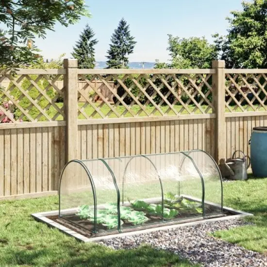 Outsunny Portable Tunneled Greenhouse with Zippered Doors, Water/UV Fighting PVC Cover image {1}