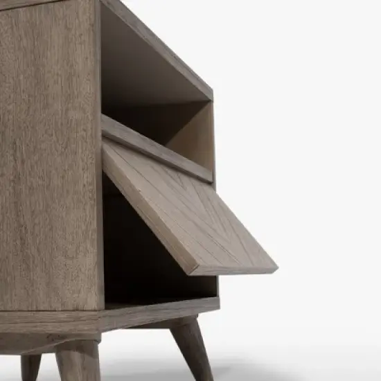 eLuxury Chevron Wood Nightstand with Drawer image {3}