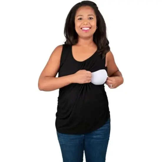 Bamboobies Nursing Tank for Breastfeeding - Black image {1}