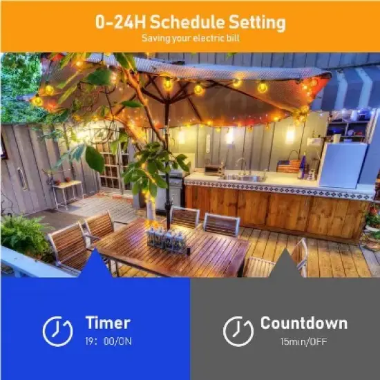 BlueAcorn Indoor/Outdoor Bluetooth LED Globe String Lights, 100ft image {2}