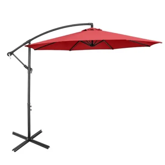 Costway  10 FT Patio Offset Umbrella w/8 Ribs Cross Base Tilt image {14}