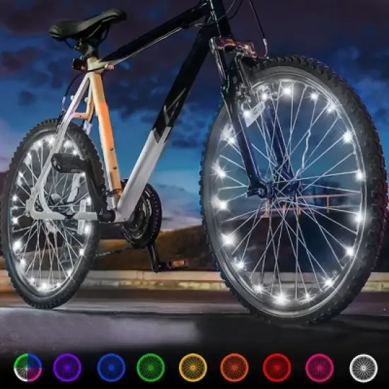 Activ Life Bike Wheel Lights (2 Tire, White) Hot Gifts for Boy & Girls. Summer Ideas for Him and Her - Popular Bicycle Accessories image {1}