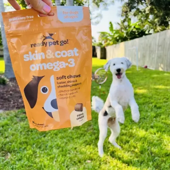 Ready Pet Go Skin & Coat Omega-3 Health Chews, Omega-3 Fish Oil for Dogs Skin & Coat and Heart & Joint Support, Fish & Cheese Flavor, 60 or 90ct image {4}