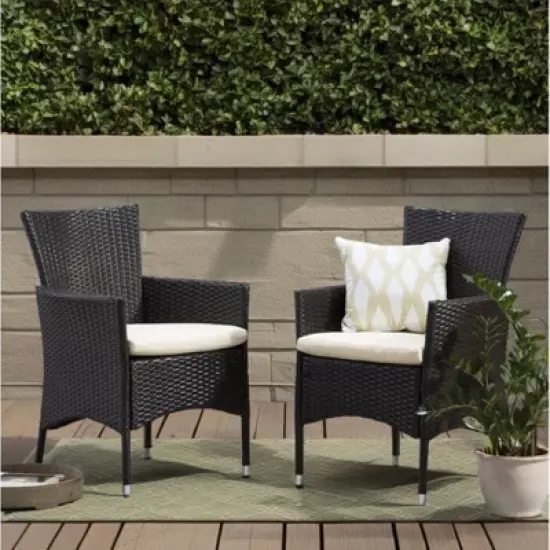 Dexmalle Outdoor Multibrown PE Wicker  Chairs (Set of 2) image {1}