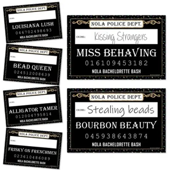 Big Dot of Happiness Nola Bride Squad - New Orleans Bachelorette Party Mug Shots - Photo Booth Props Mugshot Signs - 20 Count image {5}