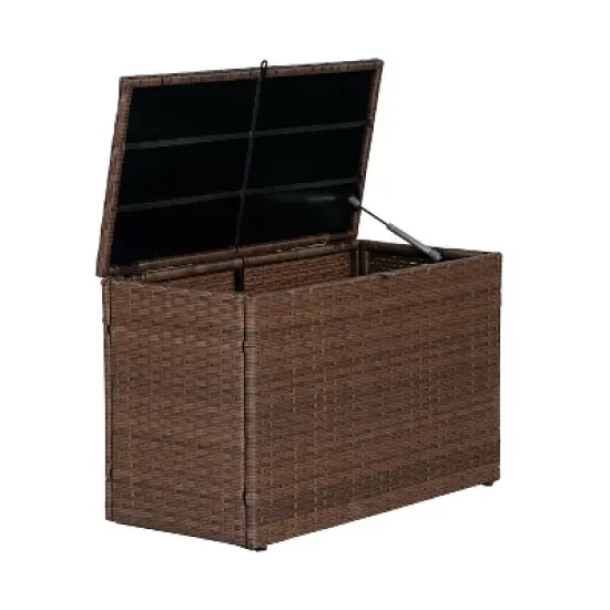 happimess Nino Modern Minimalist Outdoor Faux Wicker Deck and Patio Storage Box image {11}