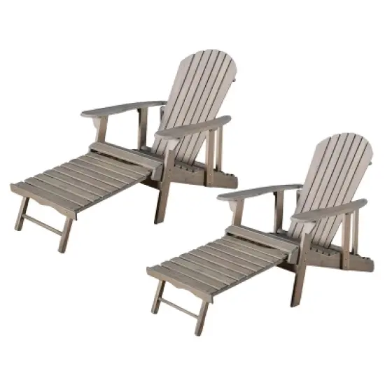Hayle 2pk Wood Reclining Adirondack Chair with Footrest - Christopher Knight Home image {6}