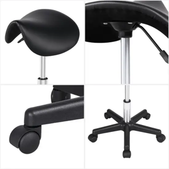 Yaheetech Rolling Saddle Stool Hydraulic Adjustable Salon Chair image {3}