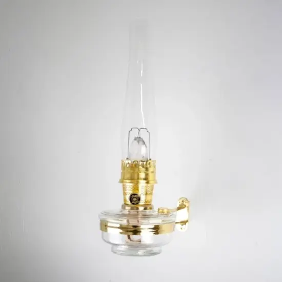 Aladdin Wall Mount Oil Lamp, Genie III Regency Fuel Lighting for Homesteaders or Emergencies, Clear Glass, 18 inches tall, Brass Trim image {4}