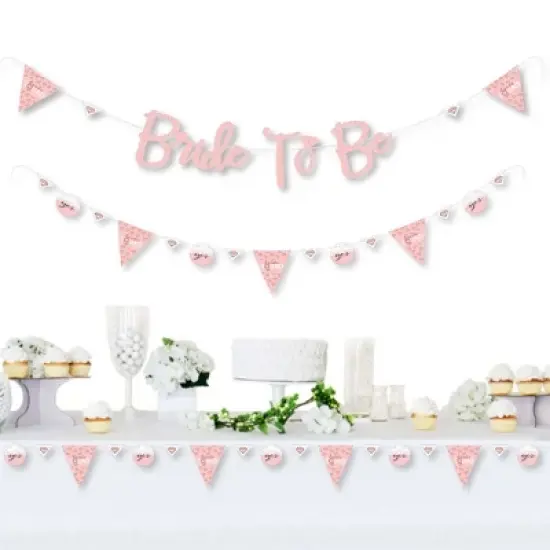 Big Dot of Happiness Bride Squad - Rose Gold Bridal Shower or Bachelorette Party Letter Banner Decor - 36 Banner Cutouts & Bride to Be Banner Letters image {1}