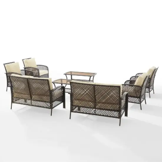 Tribeca 8pc Outdoor Wicker Conversation Set - Sand/Brown - Crosley image {8}
