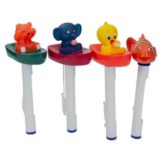 Pool Central Set of 4 White and Orange Baby Floating Swimming Pool Thermometers with Cords 9.5" image {3}