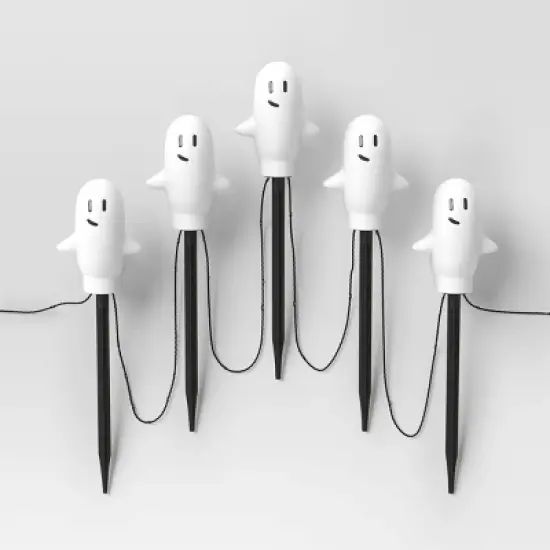 5ct LED Plastic Ghost Halloween Novelty Pathway Lights with Cool White LEDs - Hyde and EEK! Boutique&trade;: Outdoor Ghost Decor image {2}