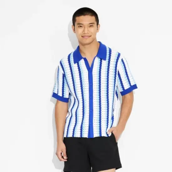 Men's Short Sleeve Knit Button-Down Shirt- Original Use&trade; image {1}