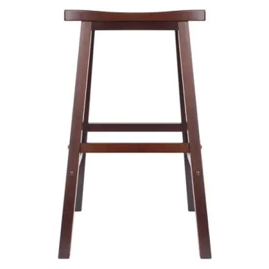 3pc Inglewood Counter Height Dining Sets with Saddle Seat Bar Stools Wood/Walnut - Winsome image {3}