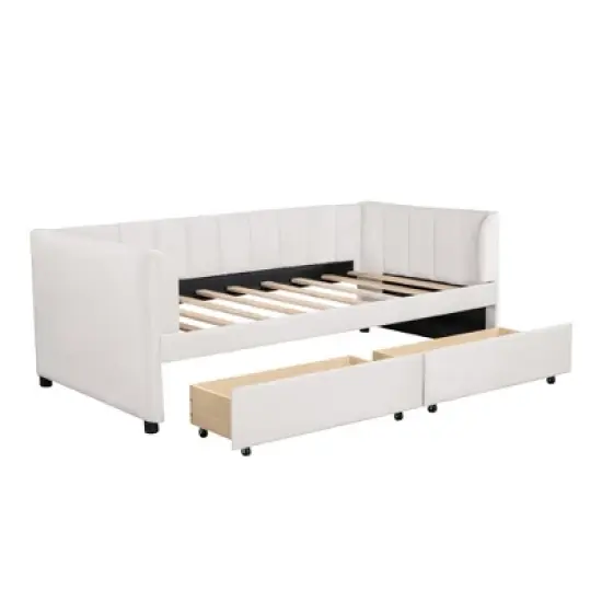 Twin Size Upholstered Daybed with Ergonomic Design Backrest - ModernLuxe image {3}