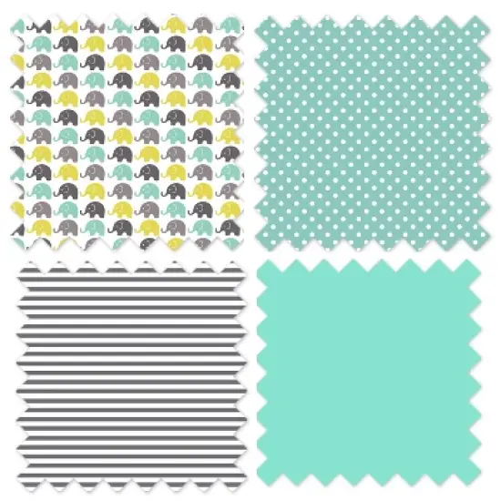 Bacati - Elephants Mint/Yellow/Gray Crib Rail Guard Covers set of 2 image {4}