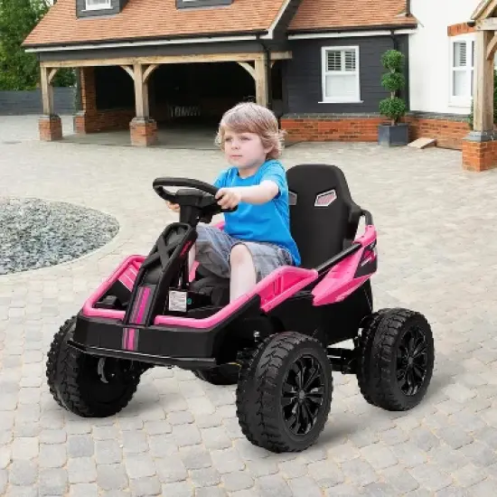 24V Ride-on Toys for Big Kids, Electric Four Wheeler with Parent Remote, Bluetooth Music, Horn, 4 Shock Absorbers, Dual 12v Batteries, Pink image {4}