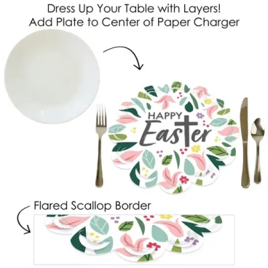 Big Dot of Happiness Religious Easter - Christian Holiday Party Round Table Decorations - Paper Chargers - Place Setting For 12 image {6}