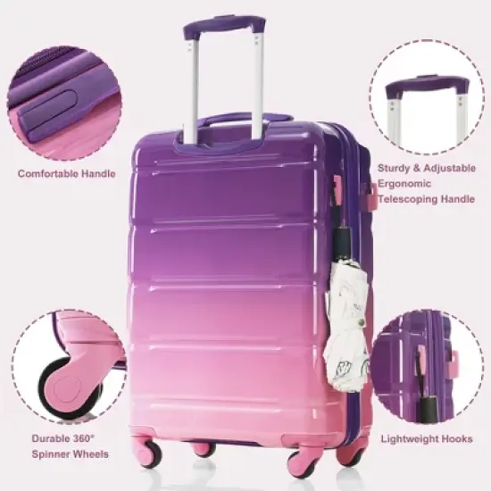 XINGHANZHENXUAN 3-Piece Luggage Set, 20" Carry-On Hard Shell Suitcase with Spinner Wheels image {2}