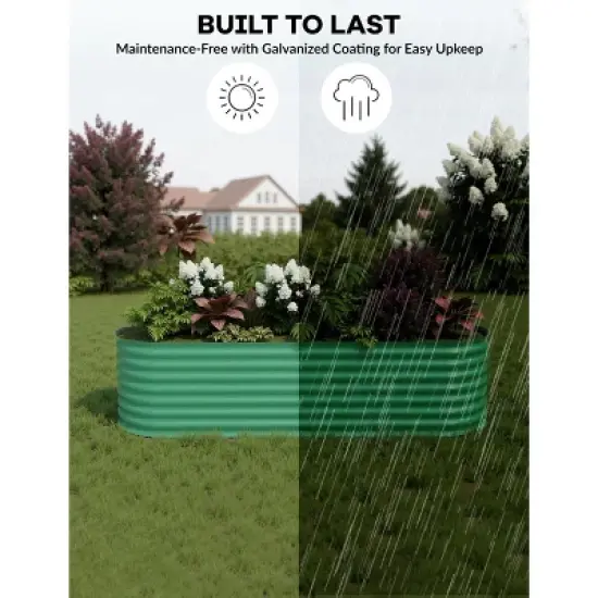 TROPOW 2 Pcs Raised Garden Beds Outdoor 8x4x2ft - Galvanized Steel Planter Box for Vegetables, Flowers, Rust-Resistant Garden Box image {1}