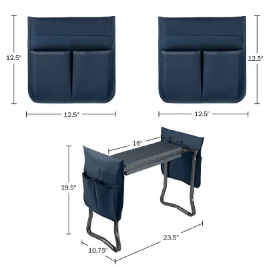 Gardening Kneeling Bench- Foldable Foam Pad Stool for Kneelers- 2 Tool Pouches & Handles image {5}