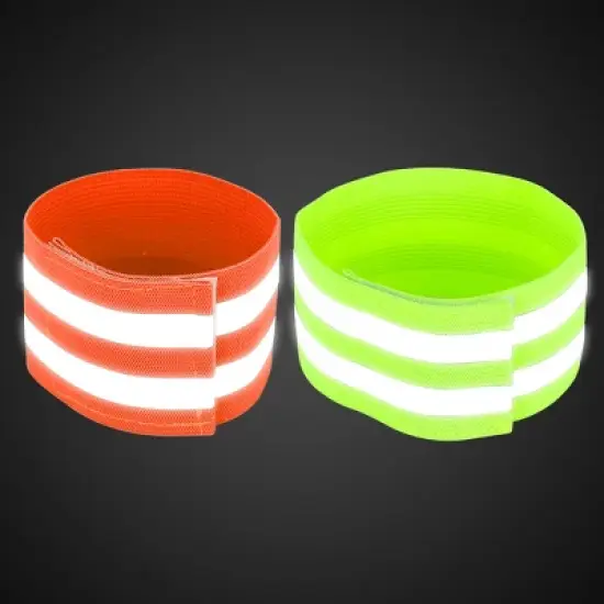 Unique Bargains Reflective Bands Orange Green 8 Pcs image {2}