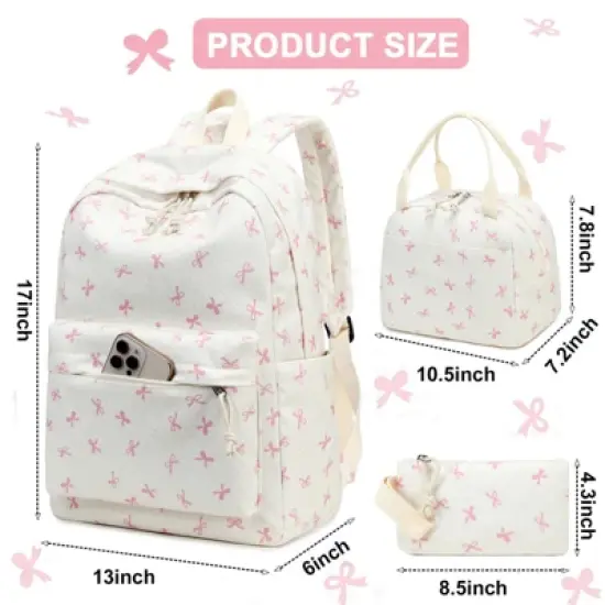 School Backpack for Girls Kids Teens Cute School Bookbag Set with Insulated Lunch Box Pencil Case Back to School Student Ages 6-12 image {5}