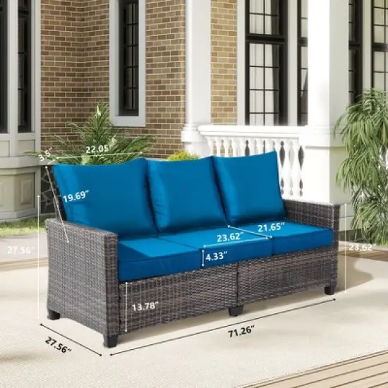 Decksplore Patio Furniture Set 3 Piece Wicker Outdoor Furniture All-Weather PE Rattan with Cushions image {10}