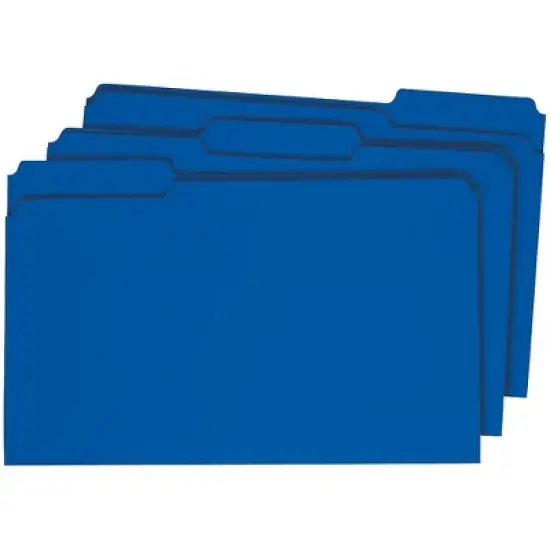 Staples Colored Top-Tab File Folders 3 Tab Blue Legal Size 100/Pack TR224568 image {3}