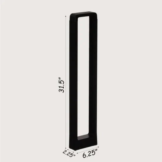 Gardenised Decorative Driveway Bollard Rectangle LED Garden Light, Large Black Aluminum Pathway Yard Outdoor Light image {3}